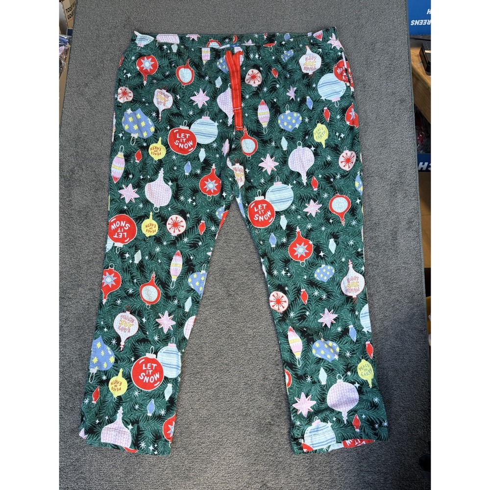 Old Navy Christmas Ornament Evergreen Pajama Pants Green XXL Holiday Lounge